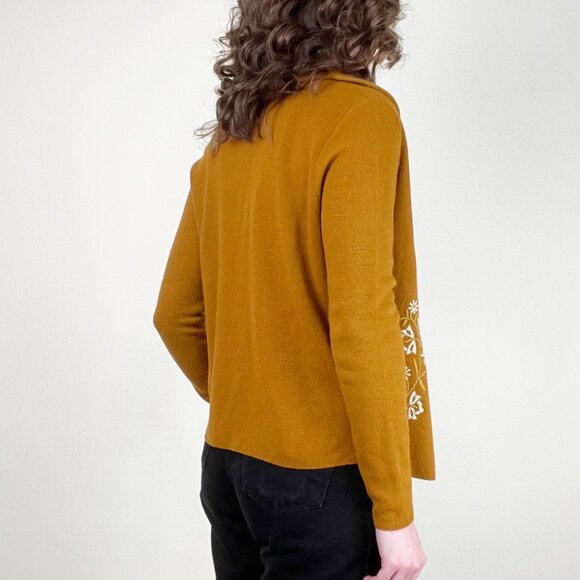 Vintage 50s 60s Embroidered Floral Cardigan Sweater Dainty Romantic 1950s 1960s - Picture 3 of 9